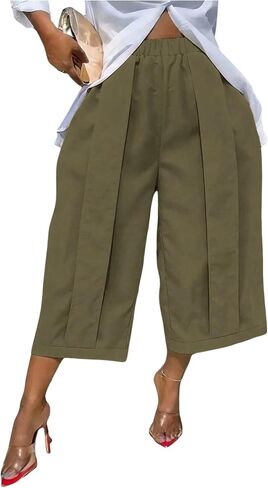 Verdusa Women's Gaucho Pants Culottes Lightweight Baggy Capris with Pockets Loose Fit in Kuwait