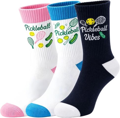 3 Pairs Pickleball Athletic Socks,Women's Sports Ankle Socks,Gifts for Pickleball Lovers and Women in Saudi Arabia