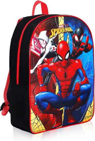 حقيبة ظهر Marvel Spiderman للأولاد والأطفال - حزمة مع حقيبة ظهر Miles Morales وGhost Spider بطول 15 بوصة بالإضافة إلى زجاجة مياه وملصقات والمزيد | حقيبة مدرسية Spiderverse Spiderman للأولاد in Kuwait