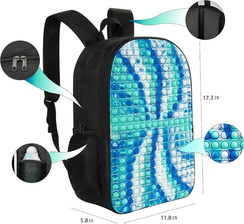 Pop It Backpack for Kids – Giant Full-Front Sensory Pop It Panel, Large 17.3 Inch School Bag, Double Compartment, Padded Straps, Water Resistant – Fidget Toy Gift for Boys and Girls in Kuwait