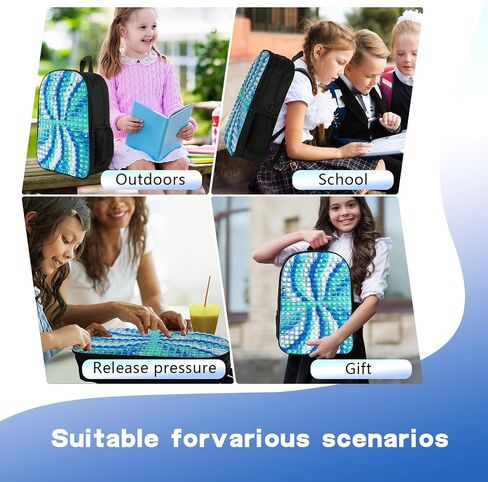 Pop It Backpack for Kids – Giant Full-Front Sensory Pop It Panel, Large 17.3 Inch School Bag, Double Compartment, Padded Straps, Water Resistant – Fidget Toy Gift for Boys and Girls in Kuwait