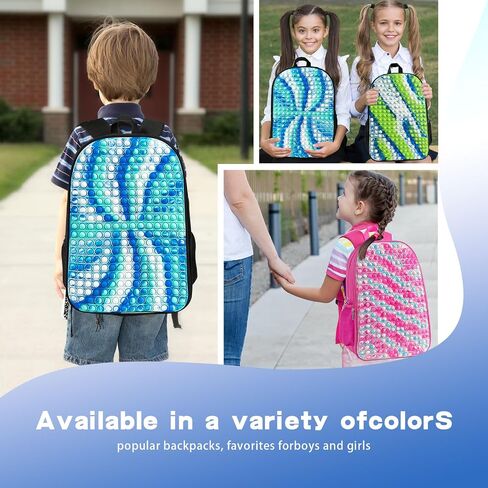 Pop It Backpack for Kids – Giant Full-Front Sensory Pop It Panel, Large 17.3 Inch School Bag, Double Compartment, Padded Straps, Water Resistant – Fidget Toy Gift for Boys and Girls in Kuwait