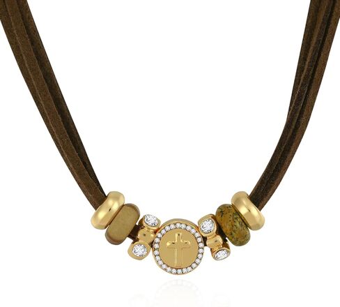 Cord Pendant Necklace for Women, Adjustable Cord Choker with Natural Stone & Charm, Trendy Statement Necklaces Summer Jewelry Gifts in Saudi Arabia