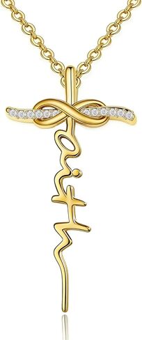 18K Gold Cross Necklace for Women Minimalist Elegant Cross Pendant Christian Faith Jewelry Religious Gifts(with Gift Box) in Saudi Arabia