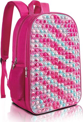 Pop It Backpack for Kids – Giant Full-Front Sensory Pop It Panel, Large 17.3 Inch School Bag, Double Compartment, Padded Straps, Water Resistant – Fidget Toy Gift for Boys and Girls in Kuwait