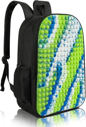 Pop It Backpack for Kids – Giant Full-Front Sensory Pop It Panel, Large 17.3 Inch School Bag, Double Compartment, Padded Straps, Water Resistant – Fidget Toy Gift for Boys and Girls in Kuwait