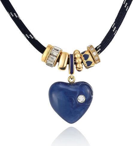 Cord Pendant Necklace for Women, Adjustable Cord Choker with Natural Stone & Charm, Trendy Statement Necklaces Summer Jewelry Gifts in Saudi Arabia