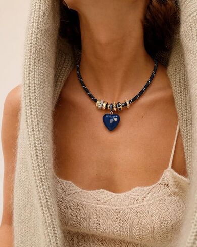 Cord Pendant Necklace for Women, Adjustable Cord Choker with Natural Stone & Charm, Trendy Statement Necklaces Summer Jewelry Gifts in Saudi Arabia