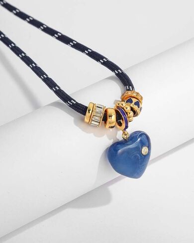 Cord Pendant Necklace for Women, Adjustable Cord Choker with Natural Stone & Charm, Trendy Statement Necklaces Summer Jewelry Gifts in Saudi Arabia