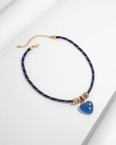 Cord Pendant Necklace for Women, Adjustable Cord Choker with Natural Stone & Charm, Trendy Statement Necklaces Summer Jewelry Gifts in Saudi Arabia