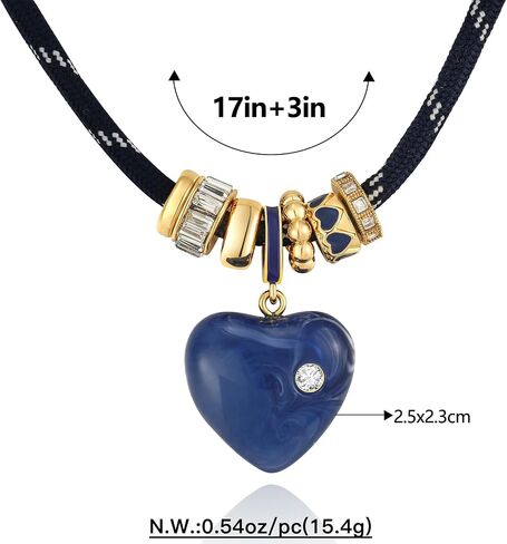 Cord Pendant Necklace for Women, Adjustable Cord Choker with Natural Stone & Charm, Trendy Statement Necklaces Summer Jewelry Gifts in Saudi Arabia
