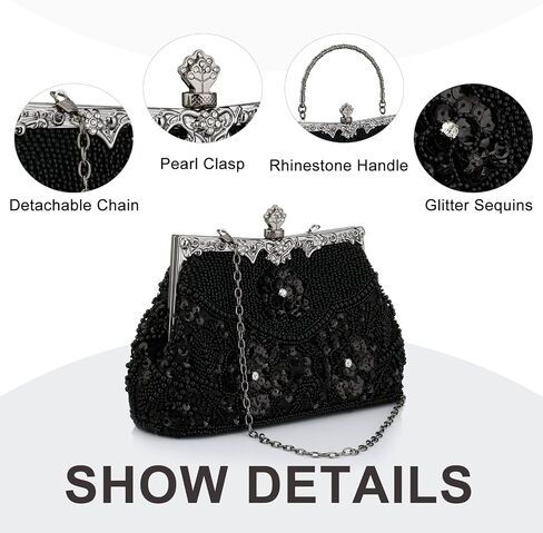 1920s Vintage Beaded Clutch Evening Bags Pearl Flapper Handbag for Women Wedding Party in Saudi Arabia