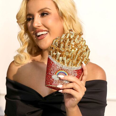 Novelty Small Fries Chip Women Evening Handbags,Party Dinner Crystal Clutch Bag,Bridal Rhinestone Clutch Purse in Saudi Arabia