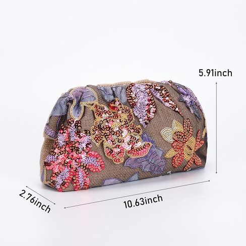Sequin Beaded Evening Bags Floral Embroidery Sequin Clutch Purse for Party Wedding Prom in Saudi Arabia