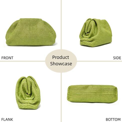 Straw Clutch Purse for Women,Woven Clutch Bags,Pleated Clutch Purse,Fashion Beach bag for Summer Beach Holiday in Kuwait