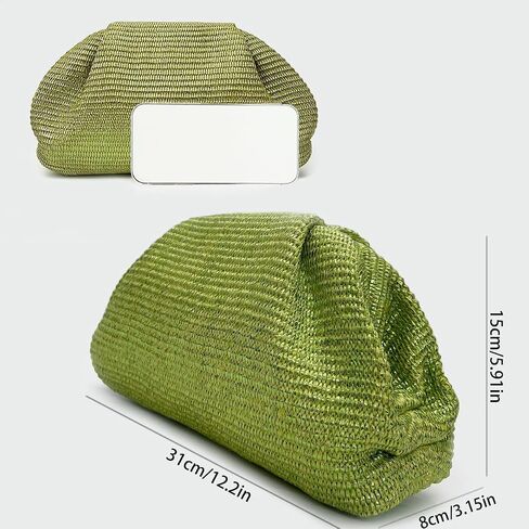 Straw Clutch Purse for Women,Woven Clutch Bags,Pleated Clutch Purse,Fashion Beach bag for Summer Beach Holiday in Kuwait