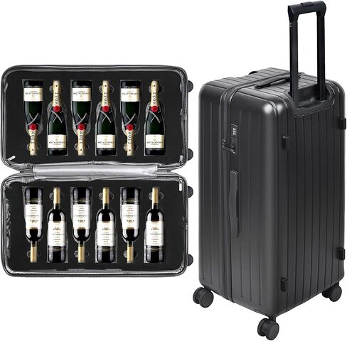 12-Bottle Wine Suitcase for airplanes Travel, TSA-Approved Checked Luggage, PC Hard Shell with Shockproof Foam, Maximum Protection for Airline Transport of Wine Bottles (12 bottles) in Kuwait
