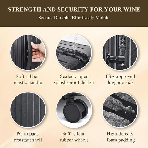 12-Bottle Wine Suitcase for airplanes Travel, TSA-Approved Checked Luggage, PC Hard Shell with Shockproof Foam, Maximum Protection for Airline Transport of Wine Bottles (12 bottles) in Kuwait