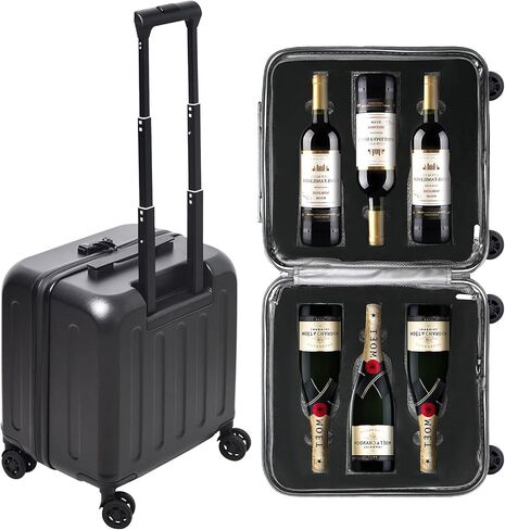 12-Bottle Wine Suitcase for airplanes Travel, TSA-Approved Checked Luggage, PC Hard Shell with Shockproof Foam, Maximum Protection for Airline Transport of Wine Bottles (12 bottles) in Kuwait