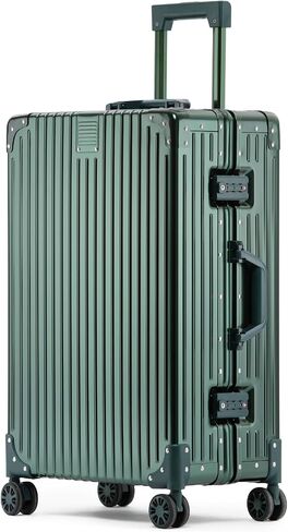 Metal All Aluminum Carry-on Luggage TSA Customs Lock Zipperless Silent Rotary Wheel Business Suitcase Aluminum Frame Set (rose gold, 2Piece(20/28)) in Saudi Arabia