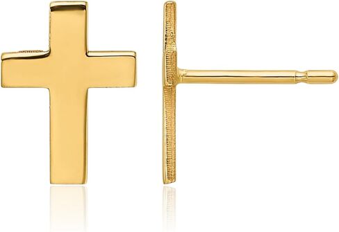 IceCarats 14K Solid Yellow Gold Large Cross Stud Earrings 9.3mm 3/8 inch Butterfly Back For Her For Him in Kuwait