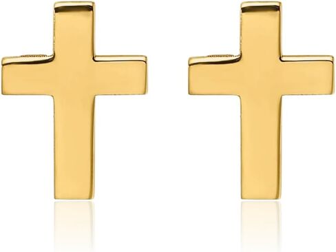 IceCarats 14K Solid Yellow Gold Large Cross Stud Earrings 9.3mm 3/8 inch Butterfly Back For Her For Him in Kuwait