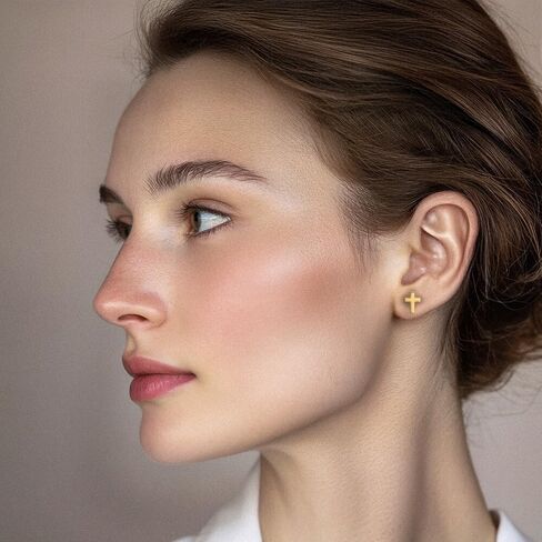 IceCarats 14K Solid Yellow Gold Large Cross Stud Earrings 9.3mm 3/8 inch Butterfly Back For Her For Him in Kuwait
