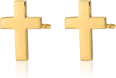 IceCarats 14K Solid Yellow Gold Large Cross Stud Earrings 9.3mm 3/8 inch Butterfly Back For Her For Him in Kuwait