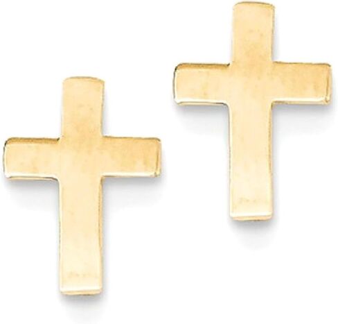 IceCarats 14K Solid Yellow Gold Large Cross Stud Earrings 9.3mm 3/8 inch Butterfly Back For Her For Him in Kuwait