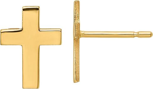 IceCarats 14K Solid Yellow Gold Large Cross Stud Earrings 9.3mm 3/8 inch Butterfly Back For Her For Him in Kuwait