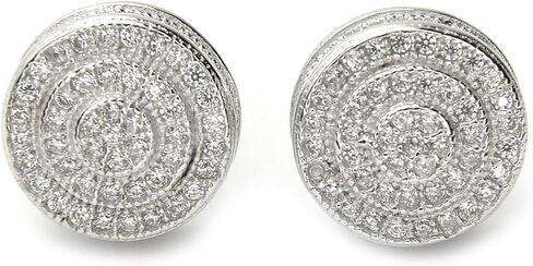 Men's Fashion Full Iced 3D Round Silver Plated Screw Back Stud Earring SE 1171 S in Kuwait