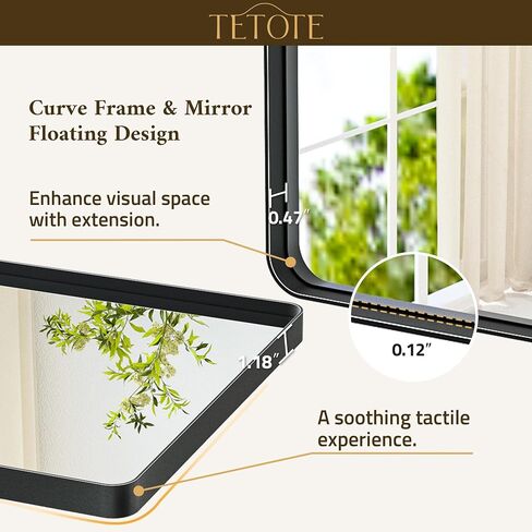 TETOTE Black Bathroom Mirror 20 x 30 Inch Matte Black Bathroom Mirrors, Tempered Glass, Modern Farmhouse Wall Mounted Mirror for Decorative(Horizontal/Vertical) in Kuwait