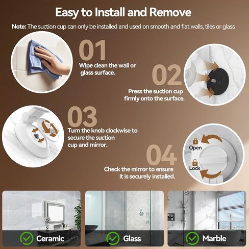 Shinowa Makeup Mirror with Lights, 20X Wall Mounted Lighted Magnifying Mirror, 2-Sided Vanity Mirror with 3 Color Lights & Brightness Adjustment, 360° Rotation Rechargeable Desk Mirror, Travel Mirror in Saudi Arabia