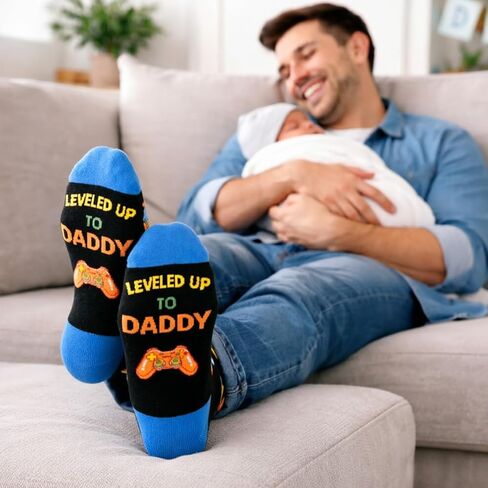 First Fathers Day Gift for New Dad Socks First Time Dad Daddy Gifts for Men 1st Time Dad to Be Funny Expecting Soon to Be Dad Pregnancy Announcement Socks Birthday Christmas Stocking Stuffers in Kuwait