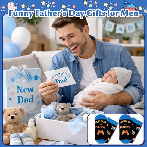 First Fathers Day Gift for New Dad Socks First Time Dad Daddy Gifts for Men 1st Time Dad to Be Funny Expecting Soon to Be Dad Pregnancy Announcement Socks Birthday Christmas Stocking Stuffers in Kuwait