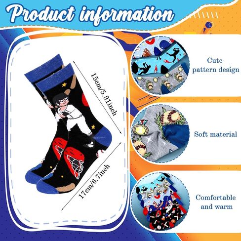 Foaincore 6 Pair Baseball Cupcake Socks Gift, Funny Baseball Socks Bulk for Men Women Team Player Lovers Father DIY Birthday in Kuwait