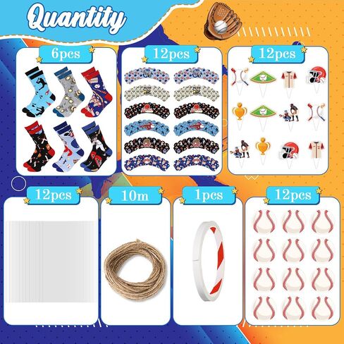 Foaincore 6 Pair Baseball Cupcake Socks Gift, Funny Baseball Socks Bulk for Men Women Team Player Lovers Father DIY Birthday in Kuwait