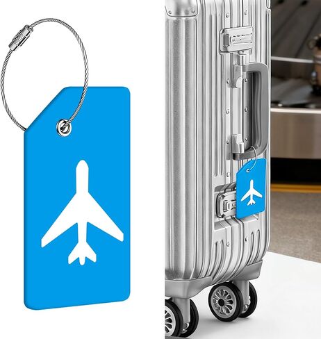 Silicone Luggage Tag with Cable Loop Flexible Travel ID for Suitcases Bags Hidden Reusable Set for Traveler 1 Pcs(Blue) in Kuwait