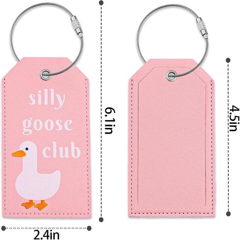 2pcs Silly Goose Luggage Tags Cute Travel Tags for Luggage Backpacks Handbag Cute Leather Identifiers Name Card for Men Women Bag in Kuwait