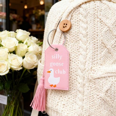 2pcs Silly Goose Luggage Tags Cute Travel Tags for Luggage Backpacks Handbag Cute Leather Identifiers Name Card for Men Women Bag in Kuwait