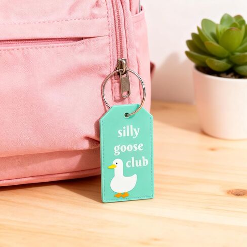2pcs Silly Goose Luggage Tags Cute Travel Tags for Luggage Backpacks Handbag Cute Leather Identifiers Name Card for Men Women Bag in Kuwait
