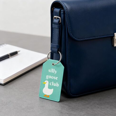 2pcs Silly Goose Luggage Tags Cute Travel Tags for Luggage Backpacks Handbag Cute Leather Identifiers Name Card for Men Women Bag in Kuwait