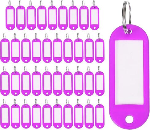 uxcell 40pcs Plastic Key Tags, Keys Ring Tag Identifier Keychain with Split Ring Labels Window for Luggage ID Name Pet Tags, Green in Kuwait