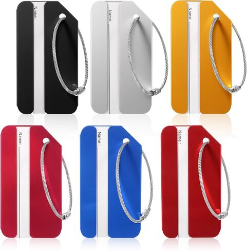 Aluminum Luggage Tags for Suitcases, 6 Pcs Privacy Protection Bag Tags for Travel Luggage Baggage Identifier, Durable Luggages Name Tag, Travel Essential Accessories (6 Color) in Saudi Arabia
