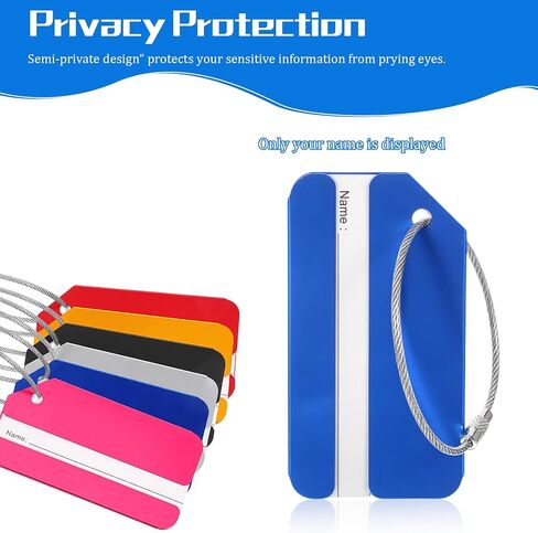 Aluminum Luggage Tags for Suitcases, 6 Pcs Privacy Protection Bag Tags for Travel Luggage Baggage Identifier, Durable Luggages Name Tag, Travel Essential Accessories (6 Color) in Saudi Arabia