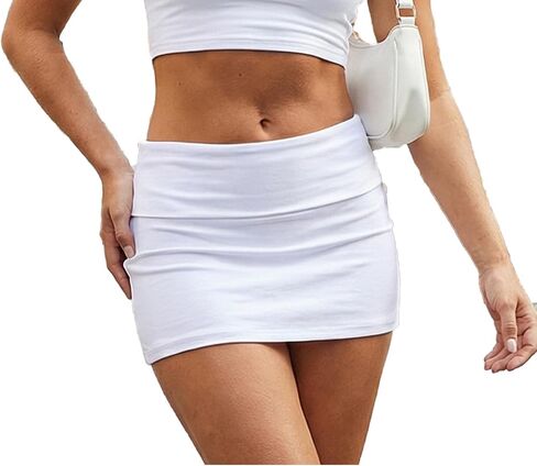 Lizxun Women Y2k Elastic Waist Mini Skirt Casual Stretch Low Waist Bodycon Pencil Trendy Streetwear in Saudi Arabia
