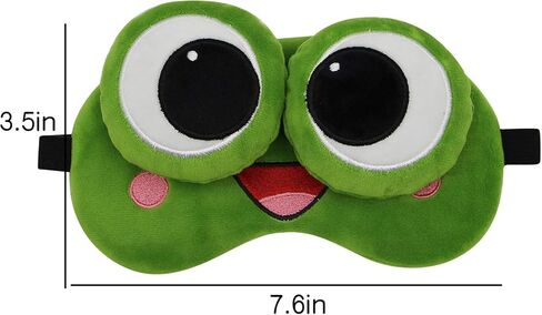 1 PCS Cute Frog Sleep Eye Mask Funny Happy Frog Cartoon Eye Cover Soft Light Blocking Blindfold for Kids Adults Travel Nap in Kuwait