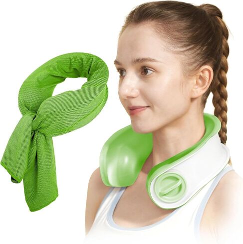 samply Ice-Filled Neck Cooler with Cooling Towel, Silent Non-Gel Ice Pack for Fast Cooling, Cold Compress for Sports, Travel, Camping, Ideal for Hot Weather, Peach in Saudi Arabia