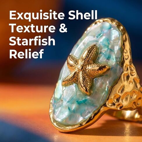 Starfish Vintage Rings for Women, Mixed Color Ocean Beach Jewelry, Summer Beachy Seashell Ring for Daily Wear in Saudi Arabia