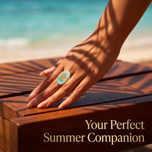 Starfish Vintage Rings for Women, Mixed Color Ocean Beach Jewelry, Summer Beachy Seashell Ring for Daily Wear in Saudi Arabia